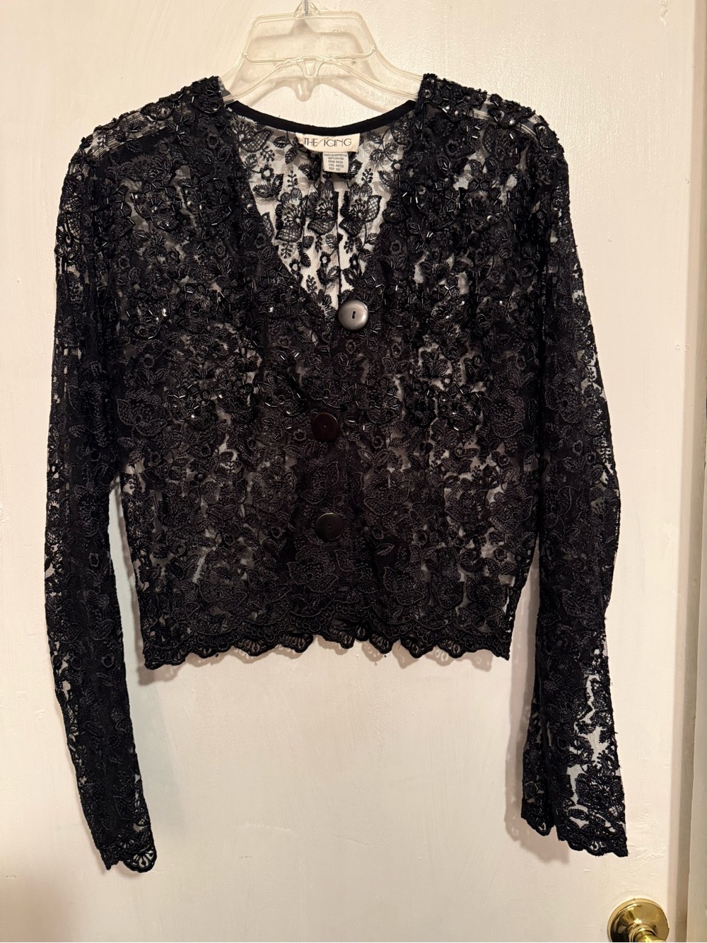 Icing Black Floral Lace Button-Front Blouse